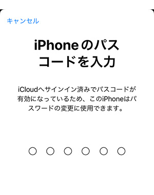 iPhone本体のパスワードを入力する。