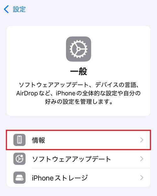 3.「情報」をタップする。