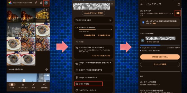 グーグルフォトバックアップ