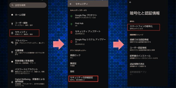 暗号化されているAndroid機種
