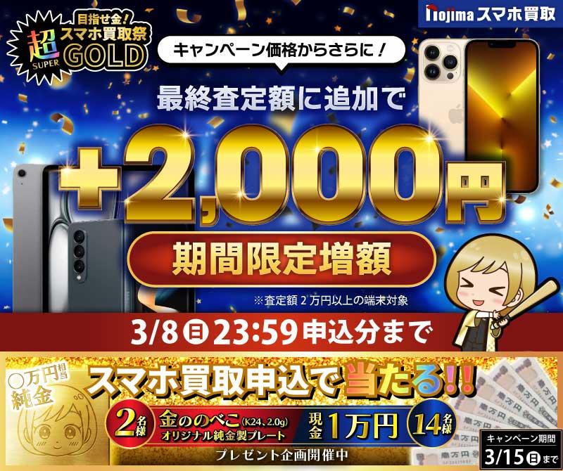 【3月8日まで】業界最高買取価格に挑戦！さらに買取2,000円増額（査定2万円以上）