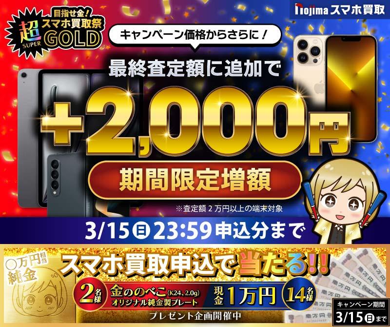 【3月15日まで】業界最高買取価格に挑戦！さらに買取2,000円増額（査定2万円以上）